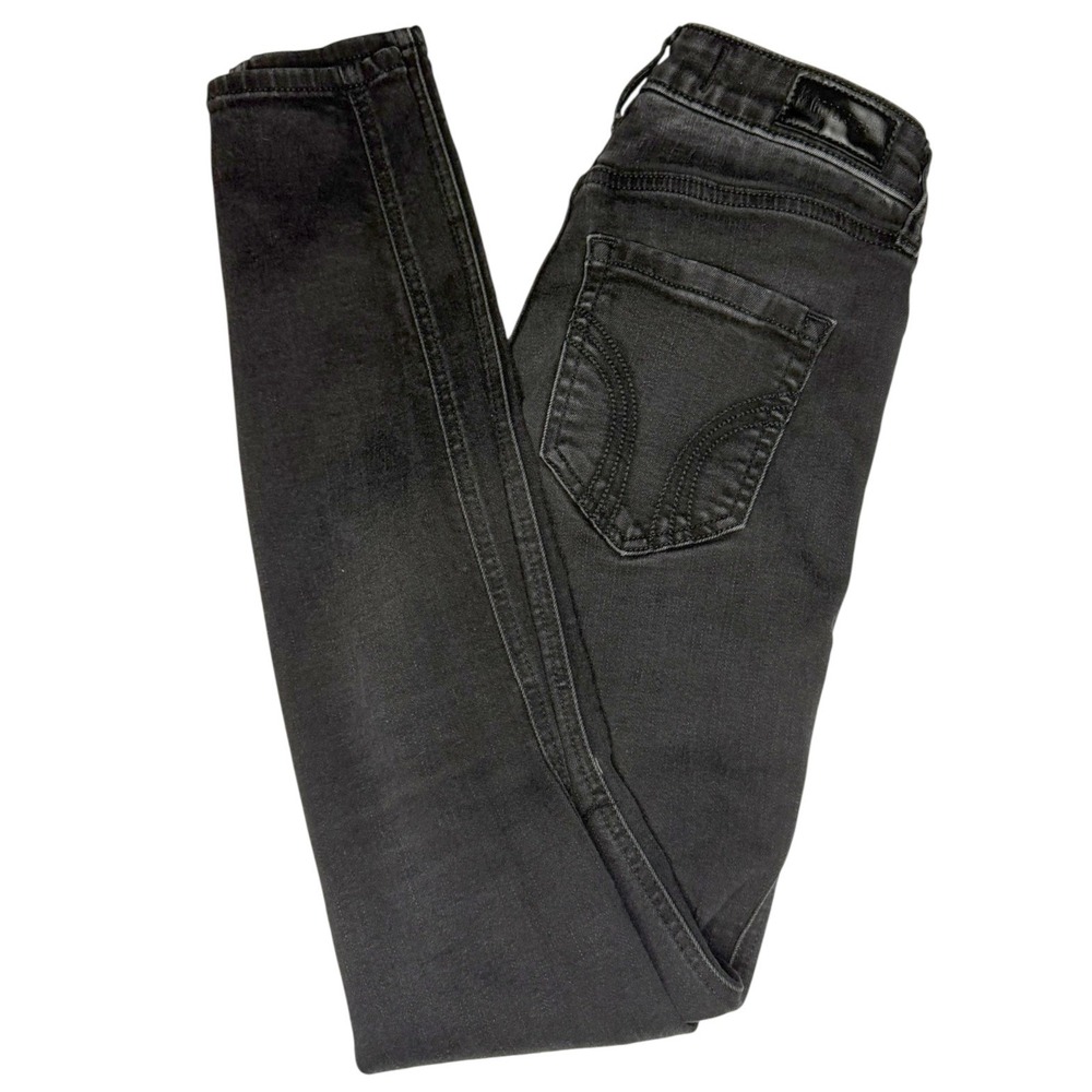 Hollister Super Skinny Jeans Wmn Black High-Rise Distressed Ripped Goth Grunge - Picture 7 of 7